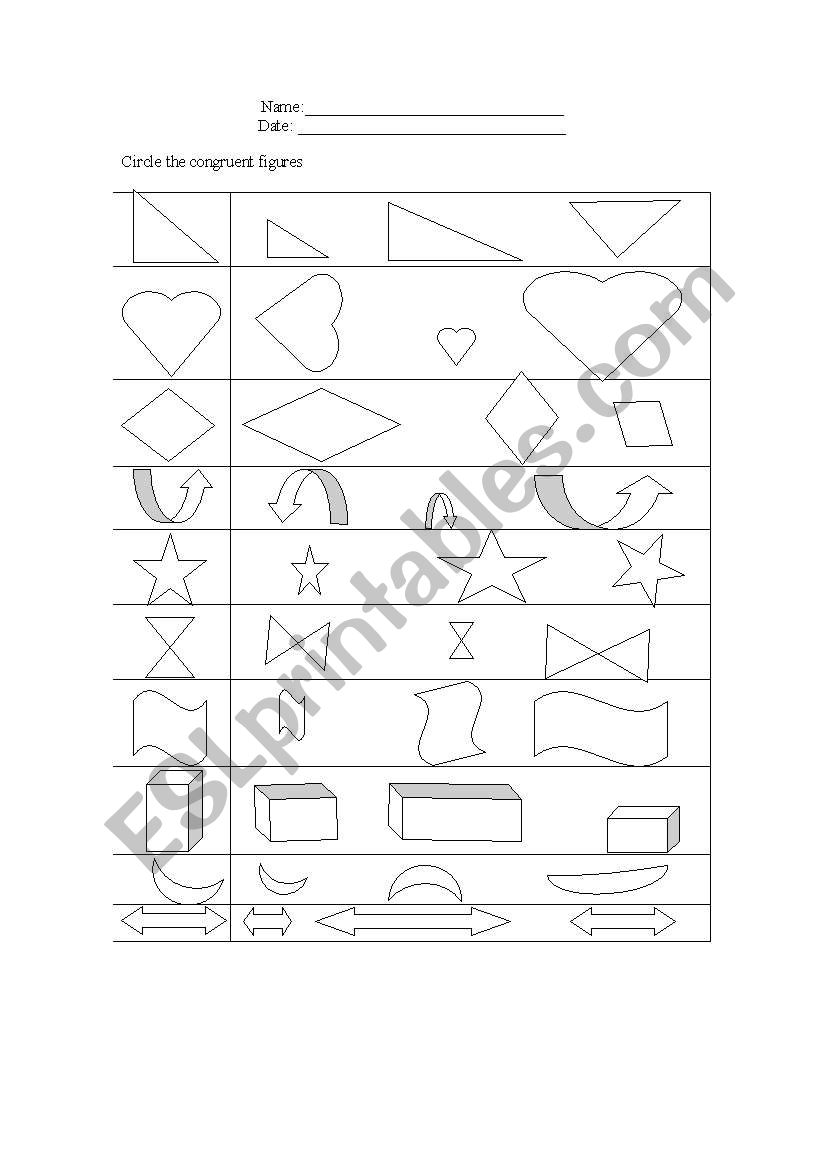 congruent figures worksheet