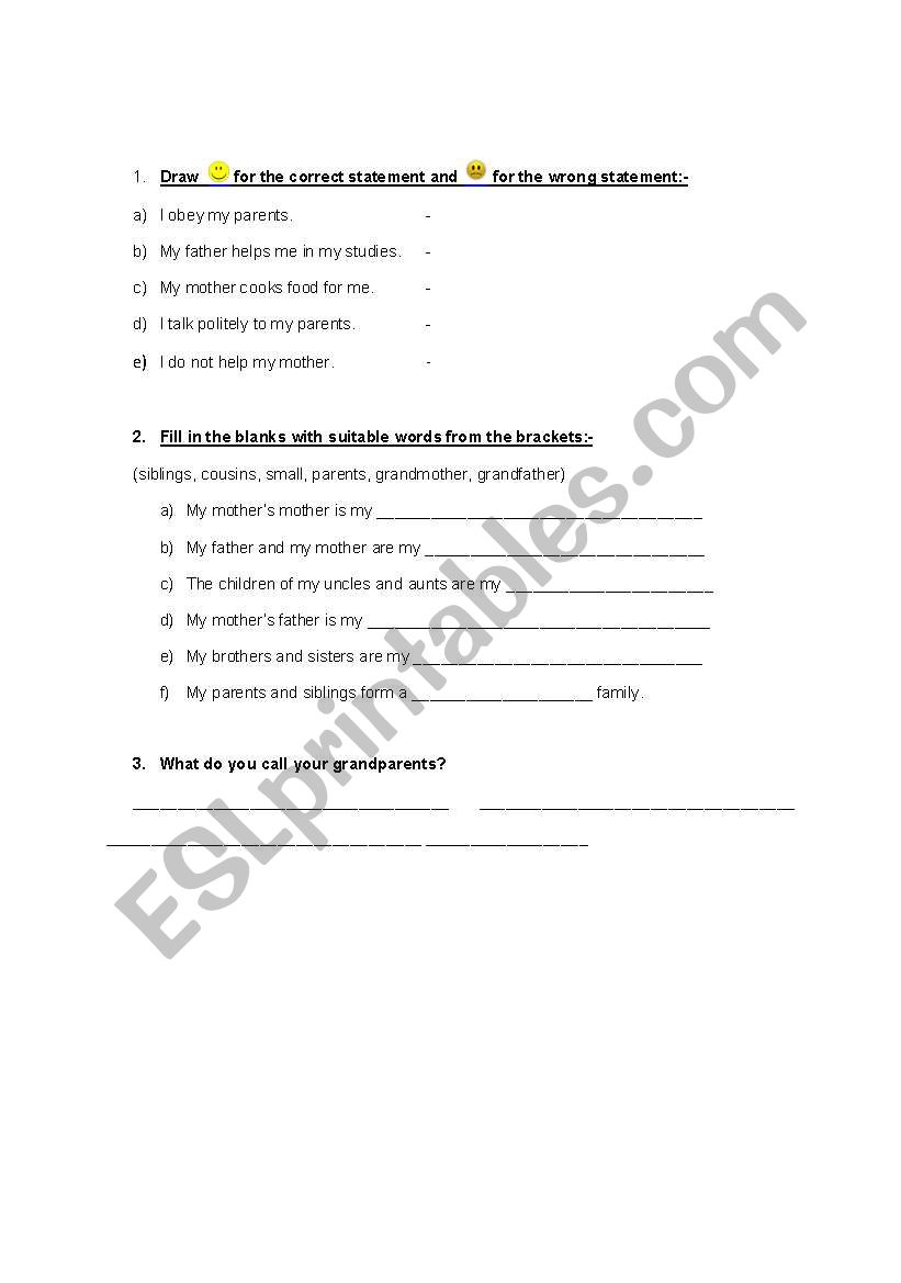 My family worksheet