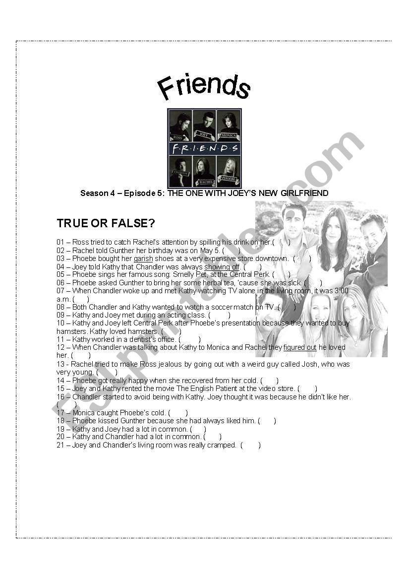 FRIENDS VIDEO ACTIVITY - Season 4  Ep. 5: THE ONE WITH JOEYS NEW GIRLFRIEND