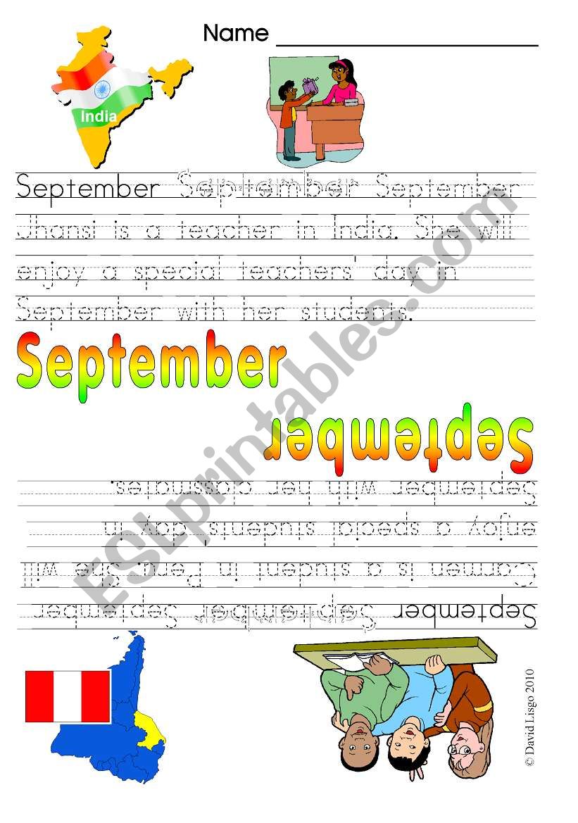Months of the Year: September and October (4 worksheets color and B & W)