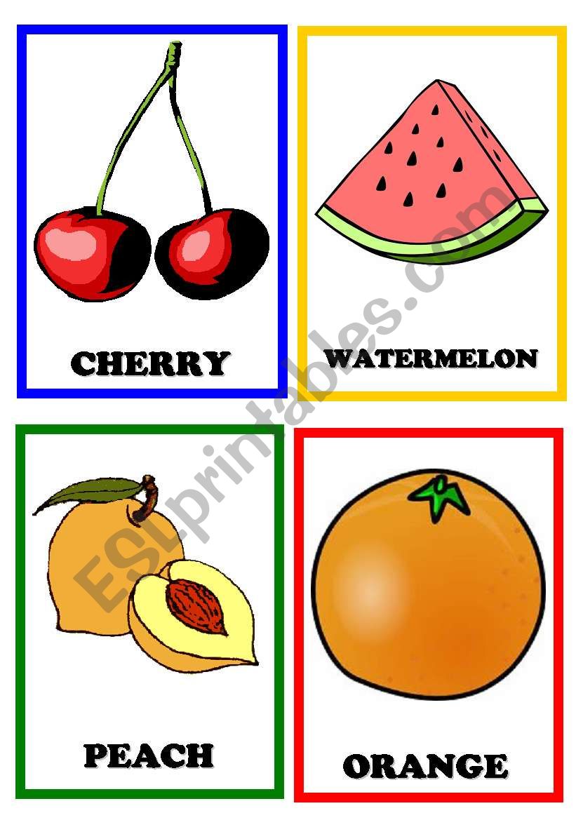 Fruits flashcards set 2 worksheet