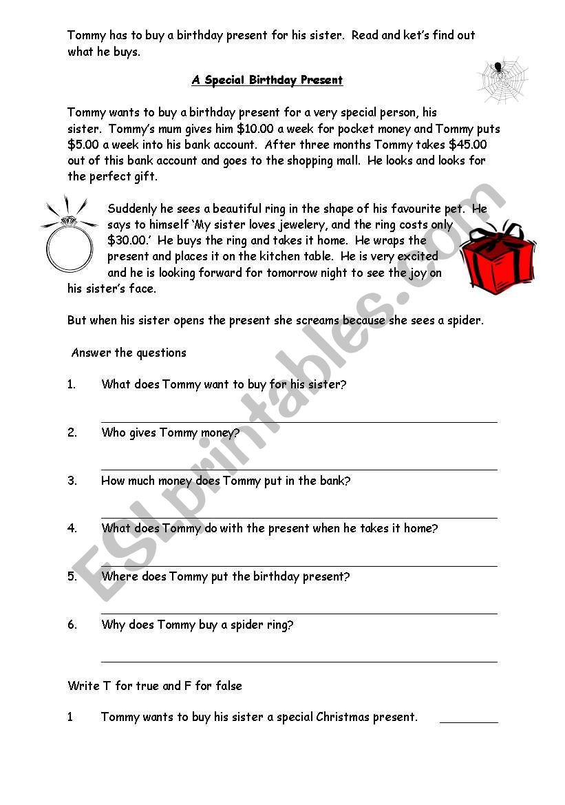 A Birthday Present worksheet