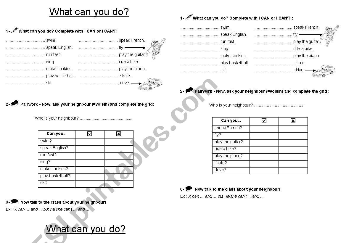 What can you do? worksheet