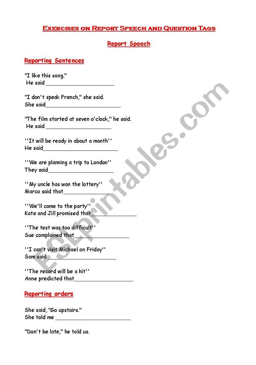 Report speech and question tags