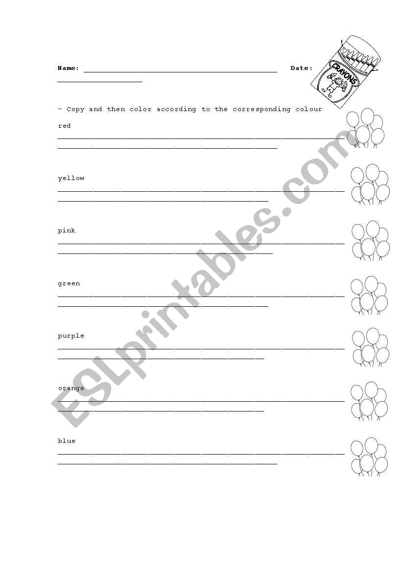 Colours worksheet