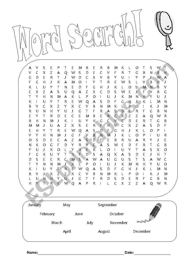 Months - Word Search worksheet