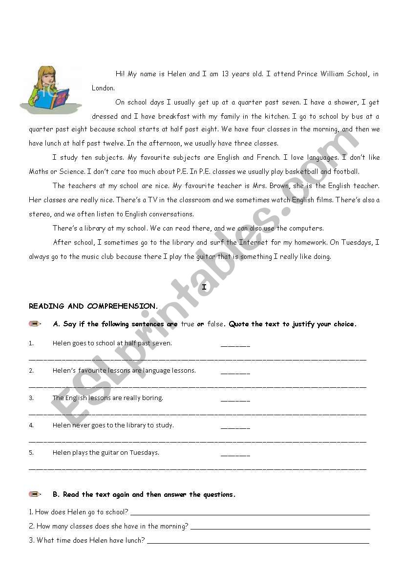 daily routine worksheet