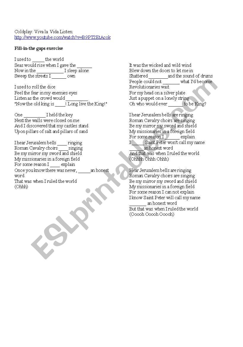 Coldplay Viva la Vida exercise