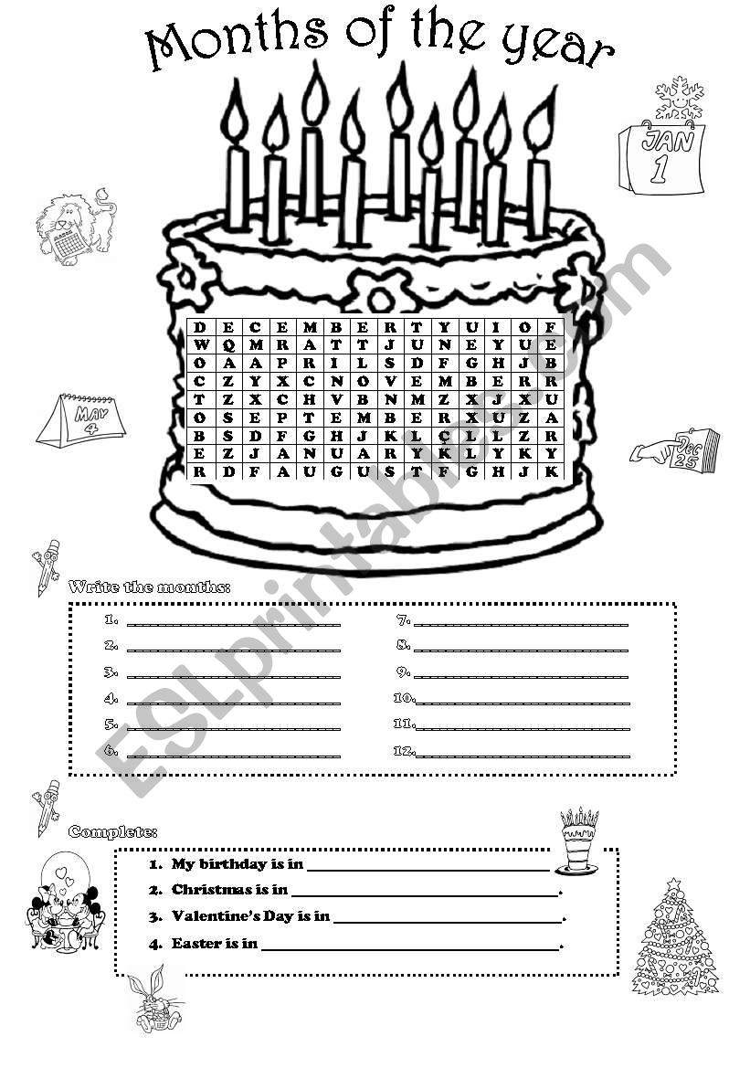 Months of the year worksheet