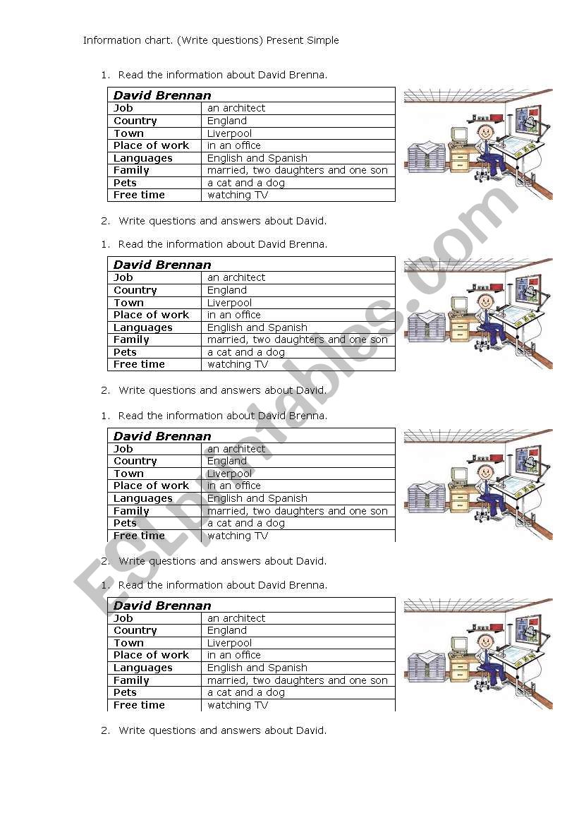 Present simple information chart