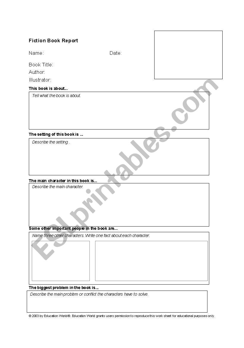book report form worksheet