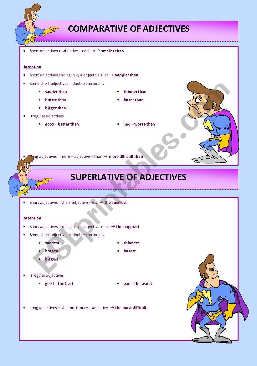 COMPARATIVES AND SUPERLATIVES worksheet