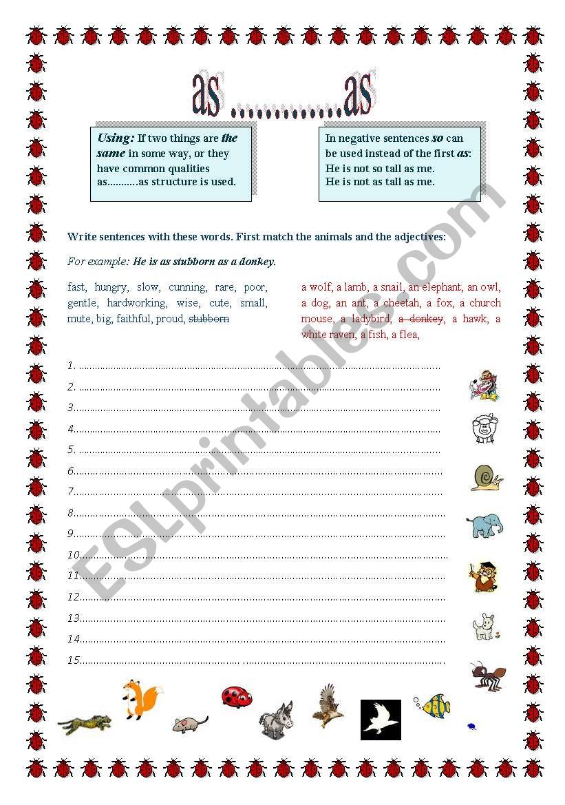 as ........ as structure worksheet