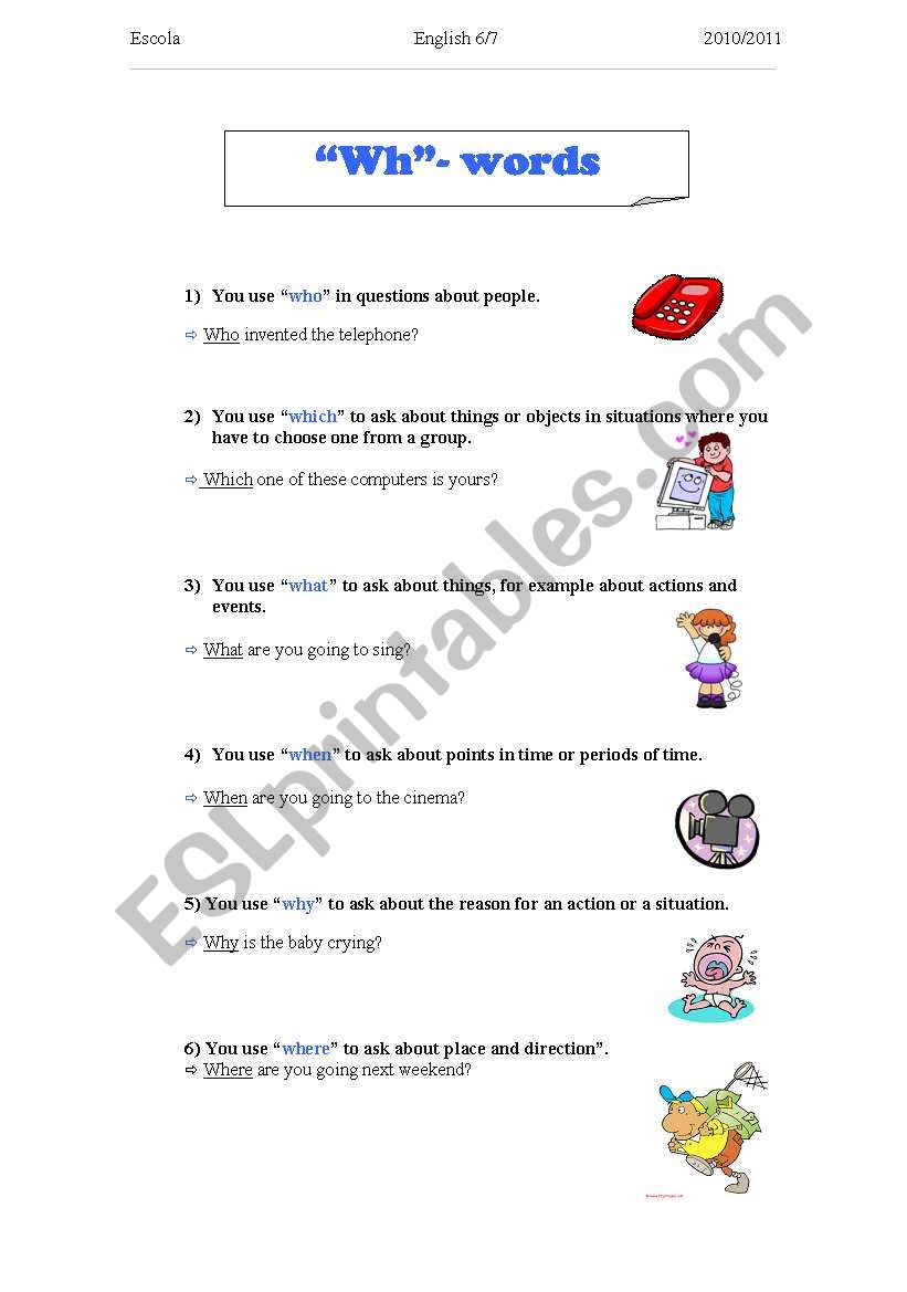 Wh-words worksheet