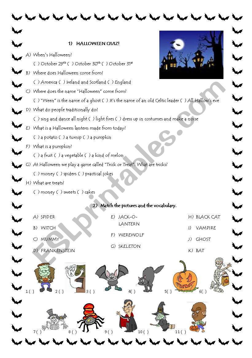 Halloween worksheet