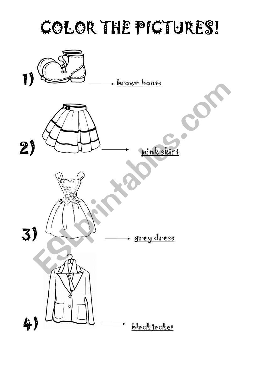 COLORS AND CLOTHES worksheet