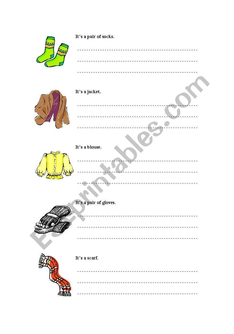 clothing exercice worksheet