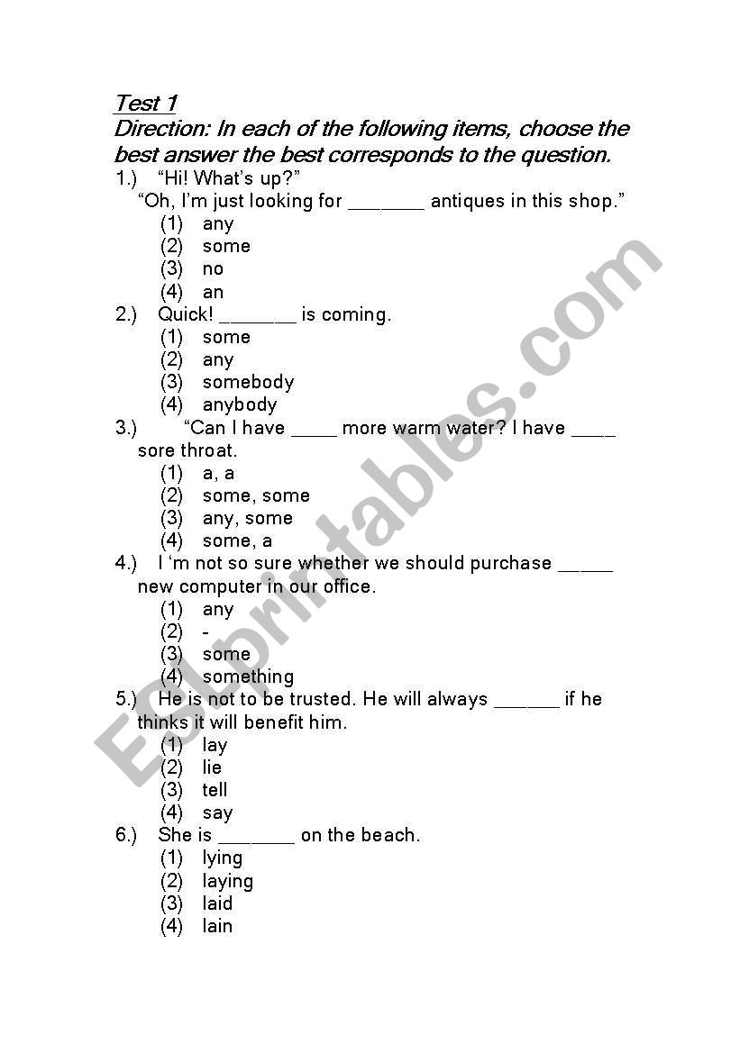 grammar drill  worksheet