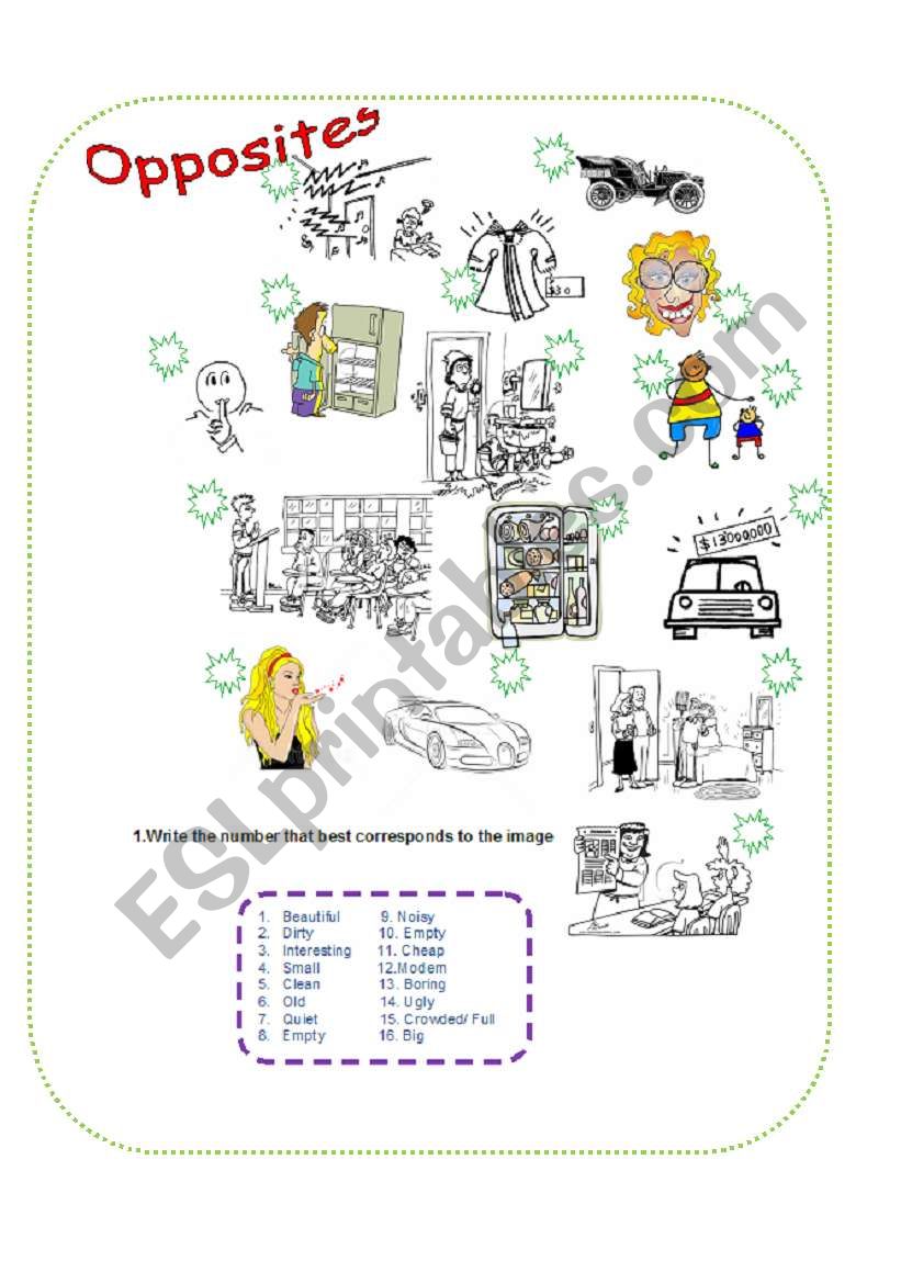 Opposites worksheet