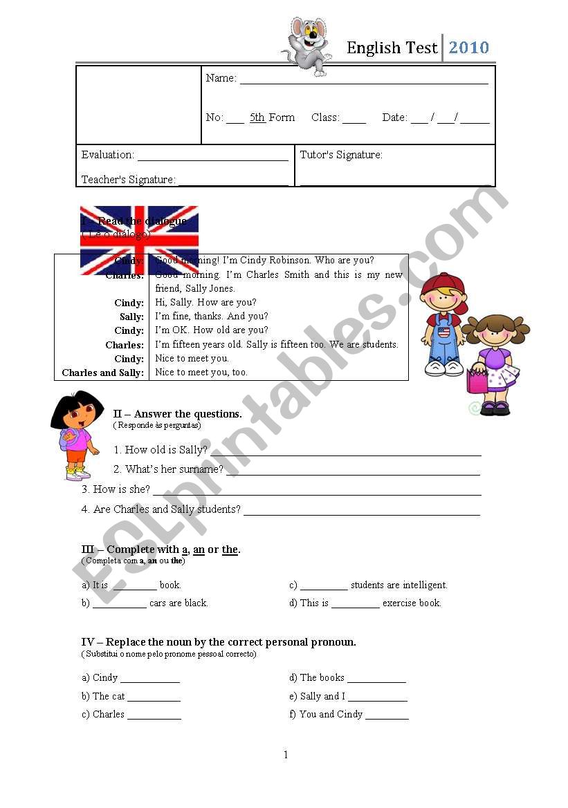 2nd test - 5th Grade worksheet