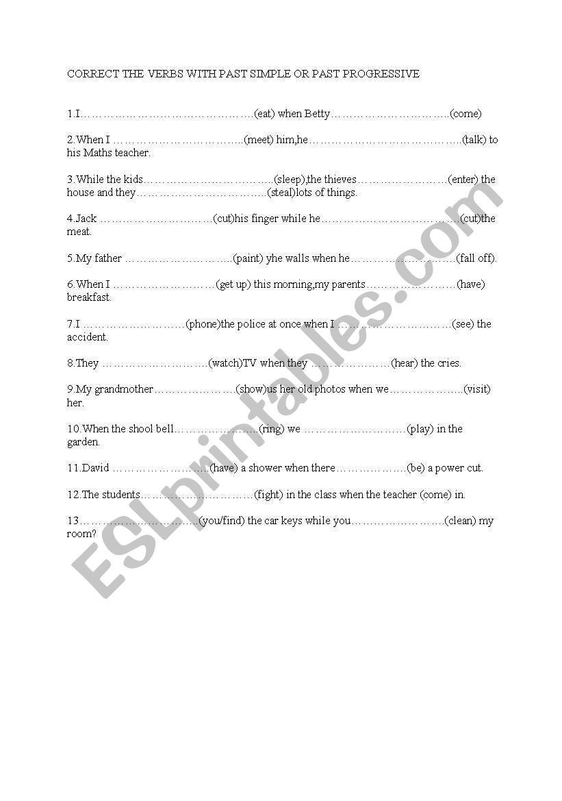 when-while worksheet
