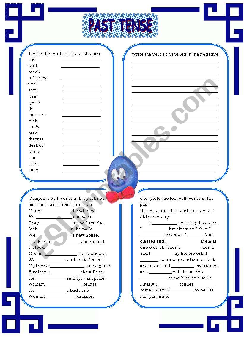 PAST TENSE four exercises worksheet