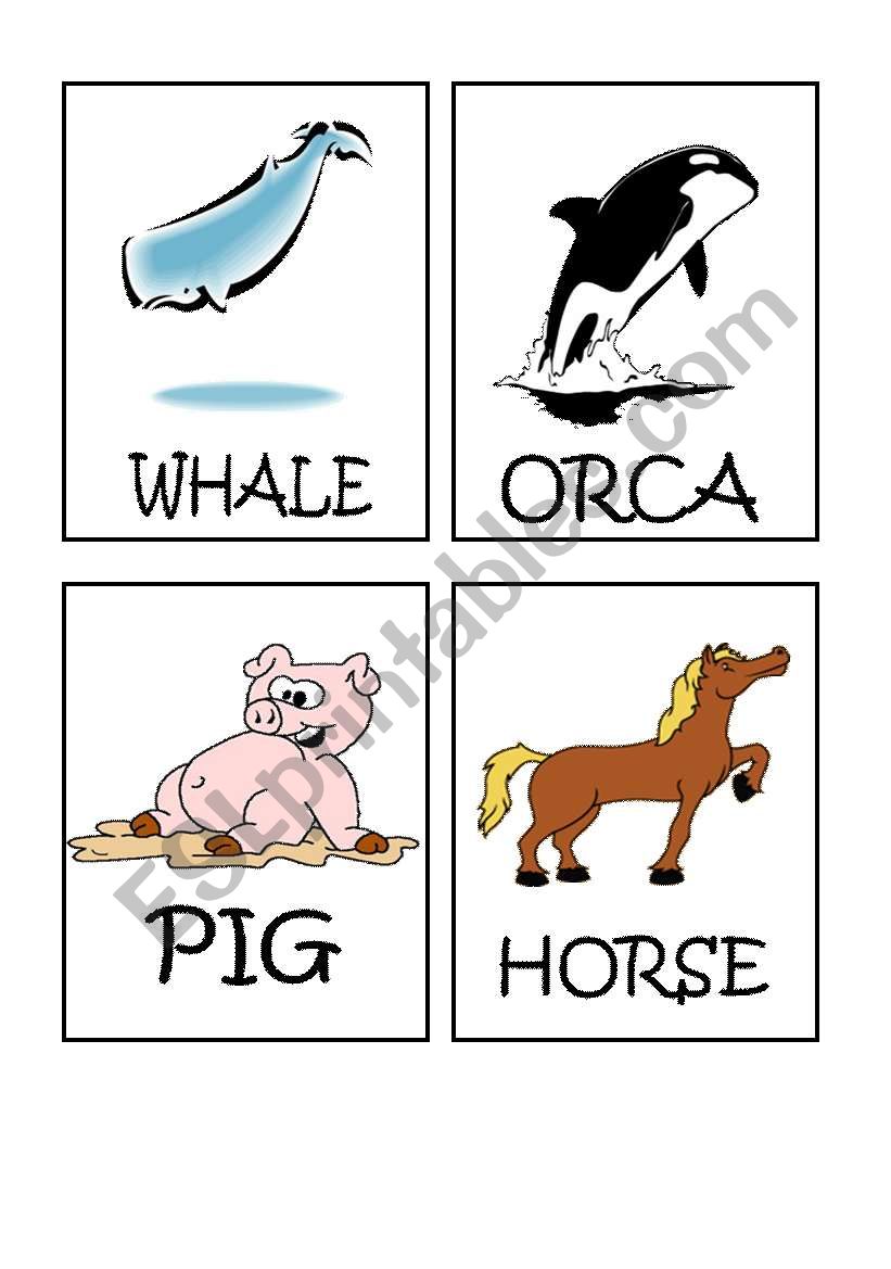 Animals flash-cards part 2 worksheet