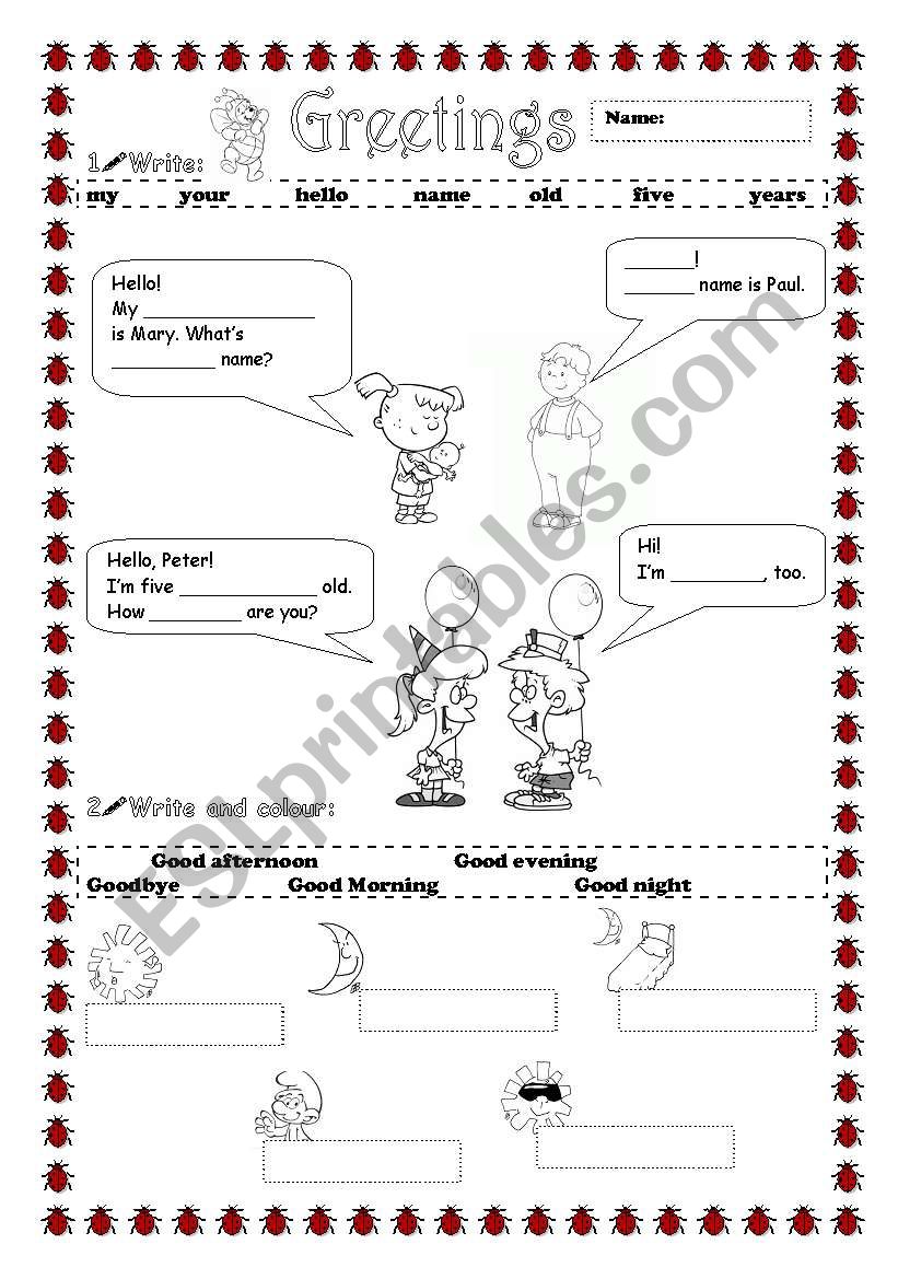 Greetings worksheet