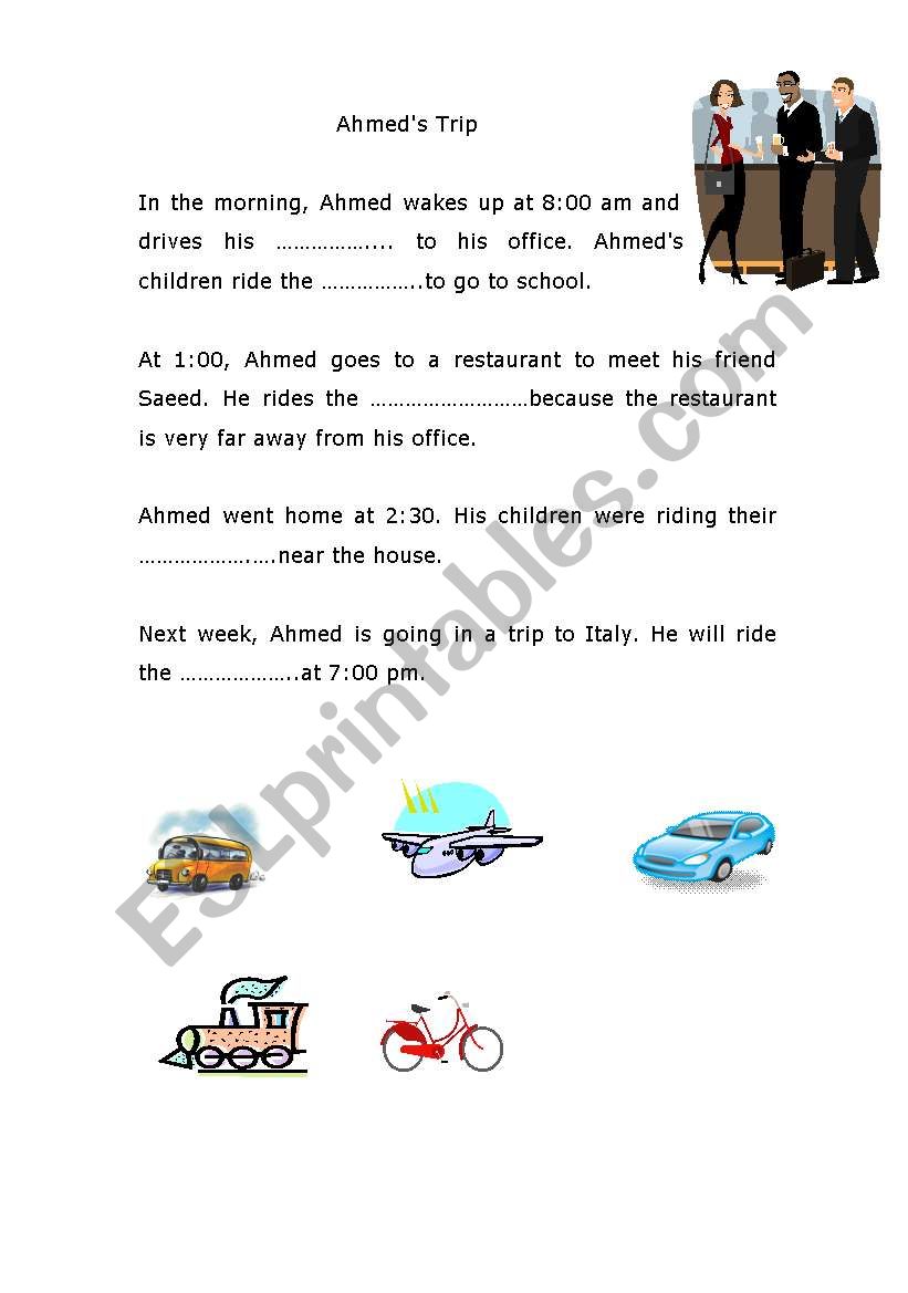 Ahmeds trip  worksheet