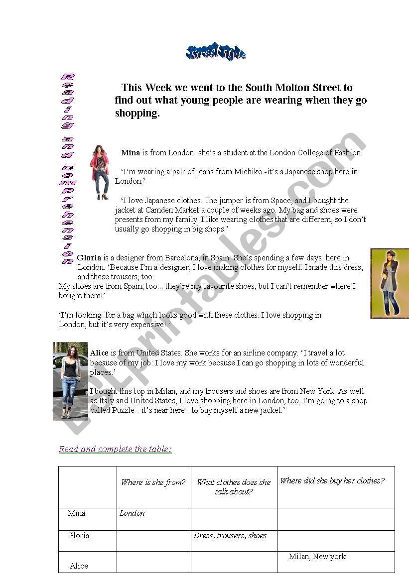 reading and comprehension 1 worksheet