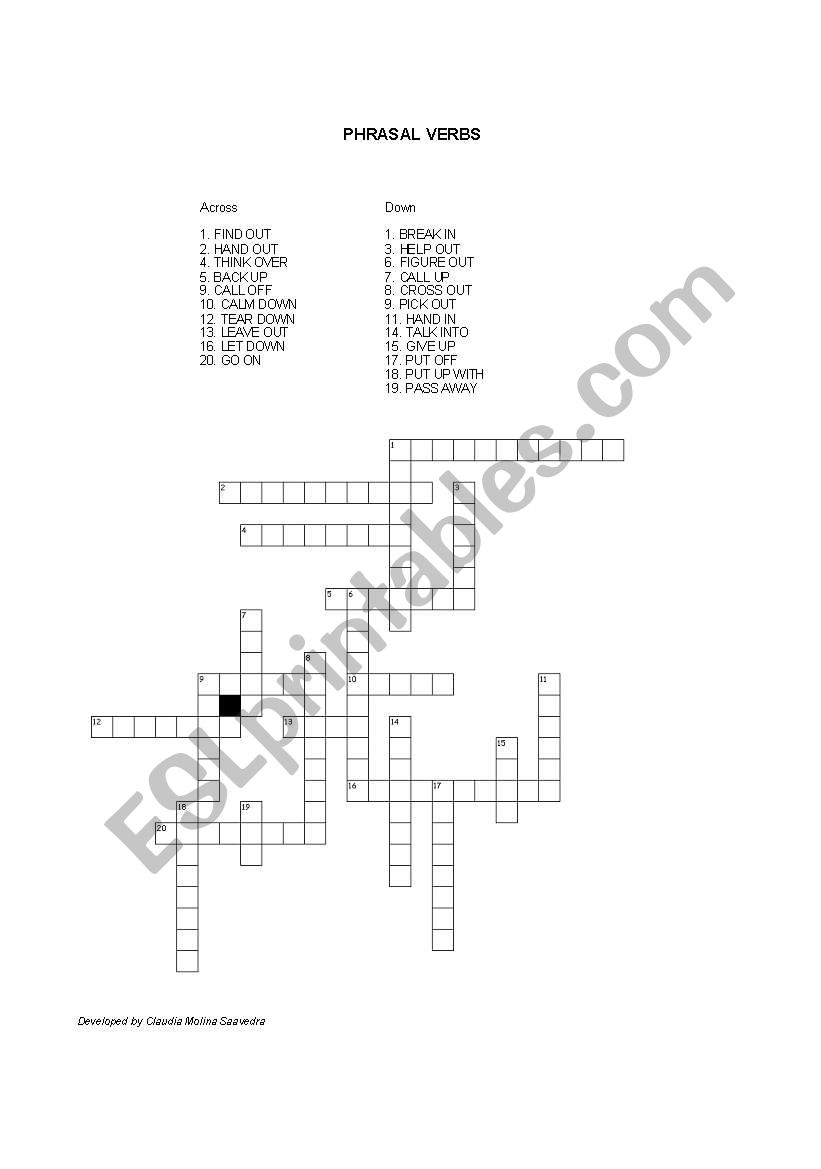 phrasal verbs crossword puzzle