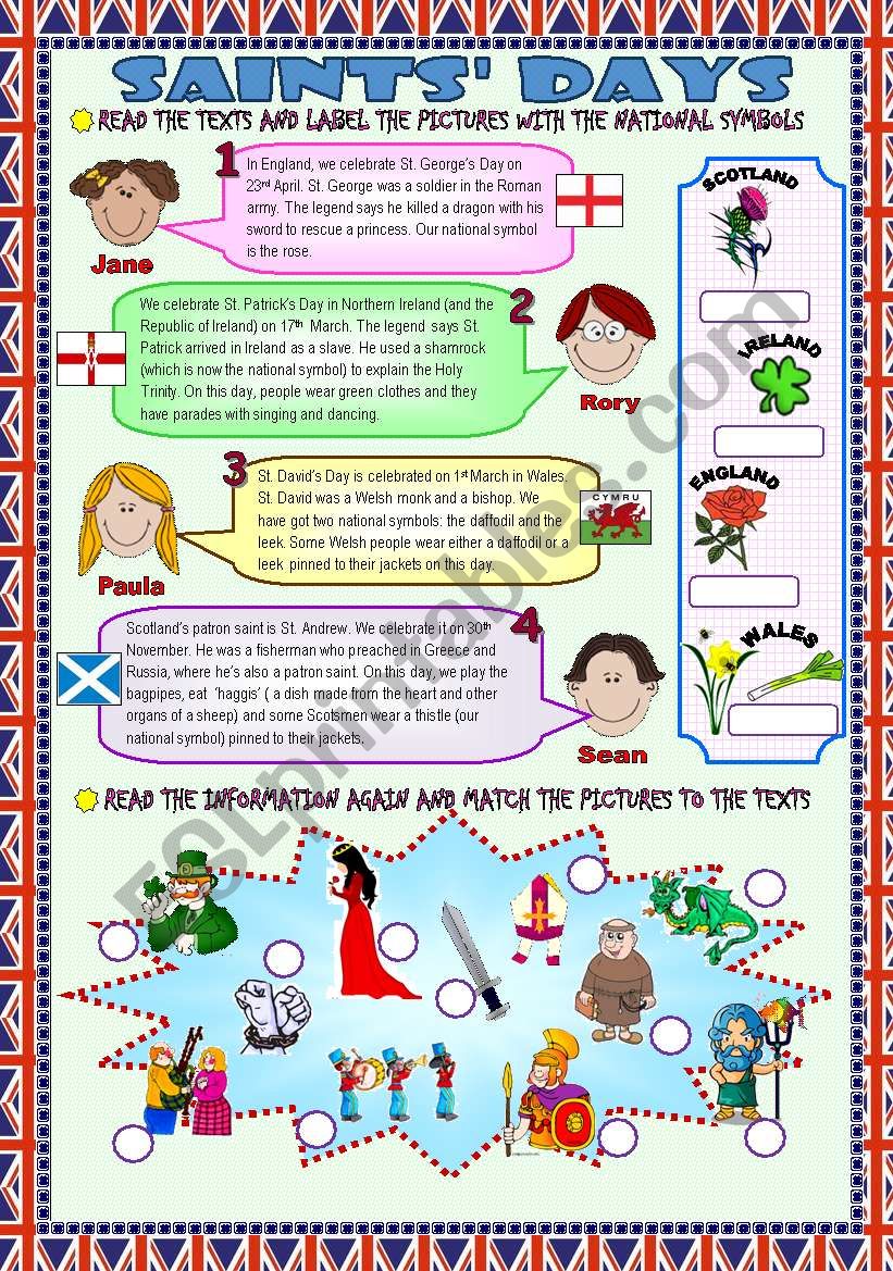 PATRON SAINTSÂ´ DAYS worksheet