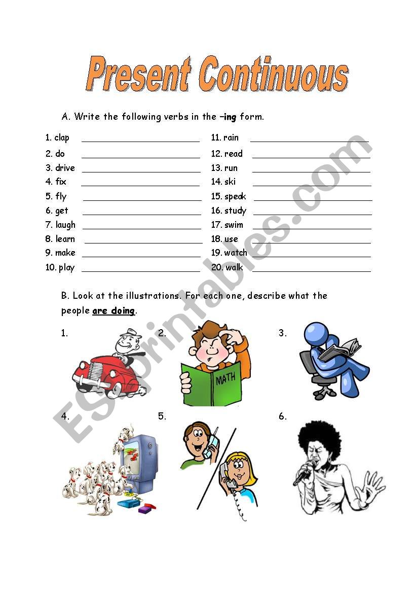 Present Continuous Exercise worksheet