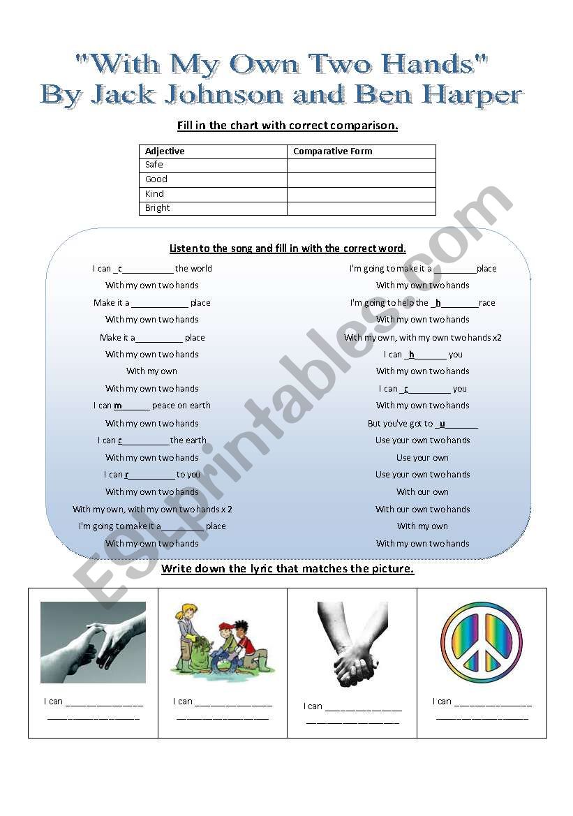 With My Own Two Hands worksheet