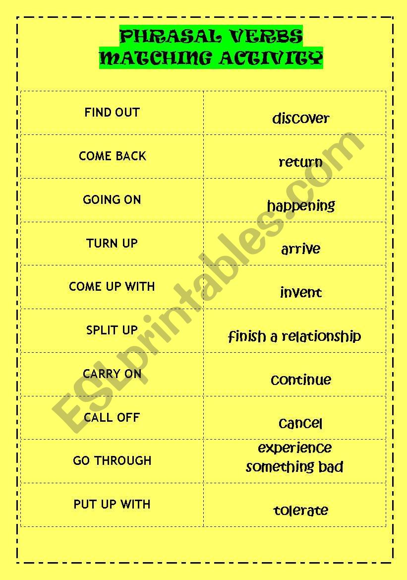 Phrasal Verbs - Matching cards