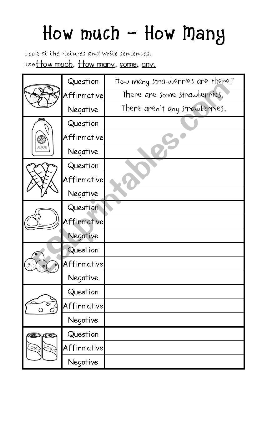 How much - How many worksheet