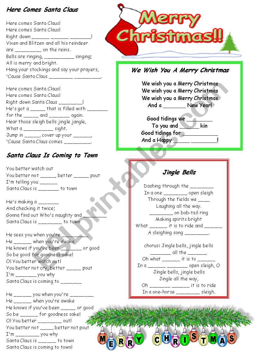 Christmas carols fill in the blanks