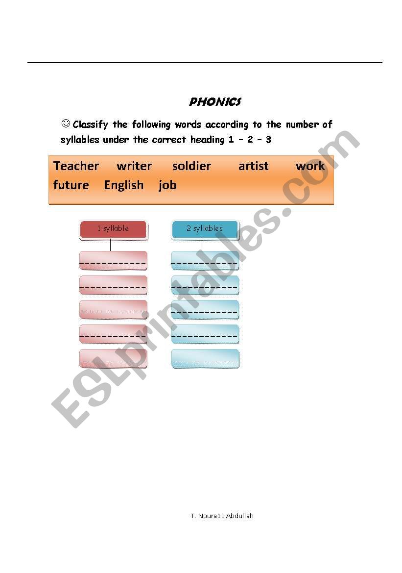 PHONICS worksheet