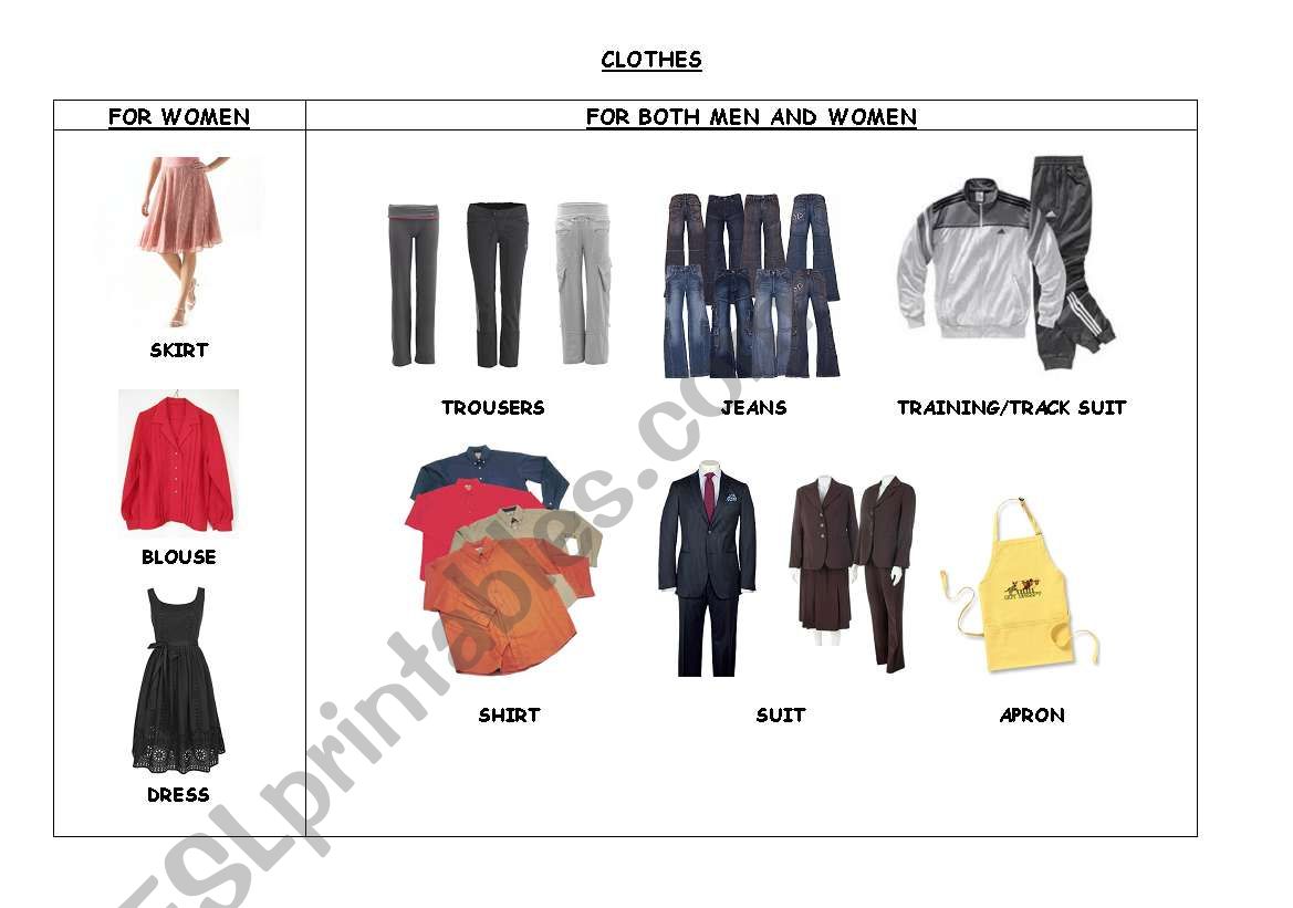 CLOTHES worksheet