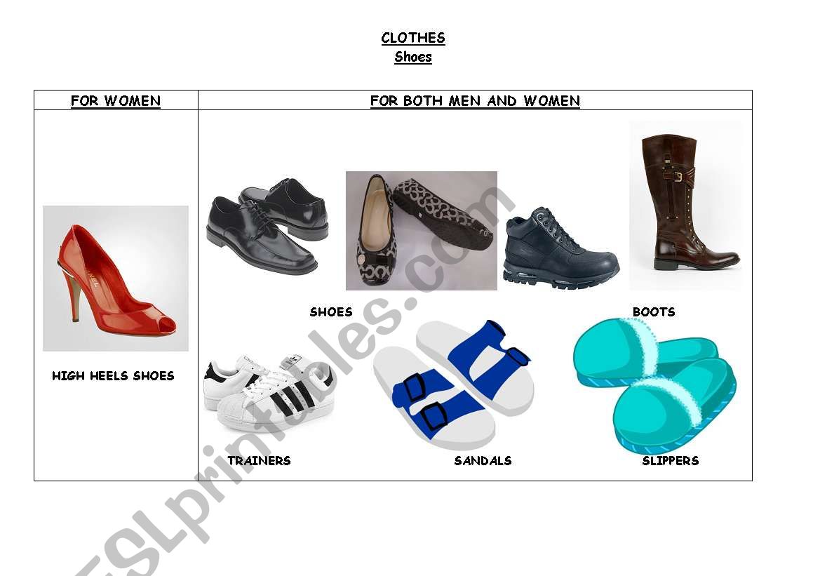CLOTHES: SHOES & ACCESSORIES worksheet