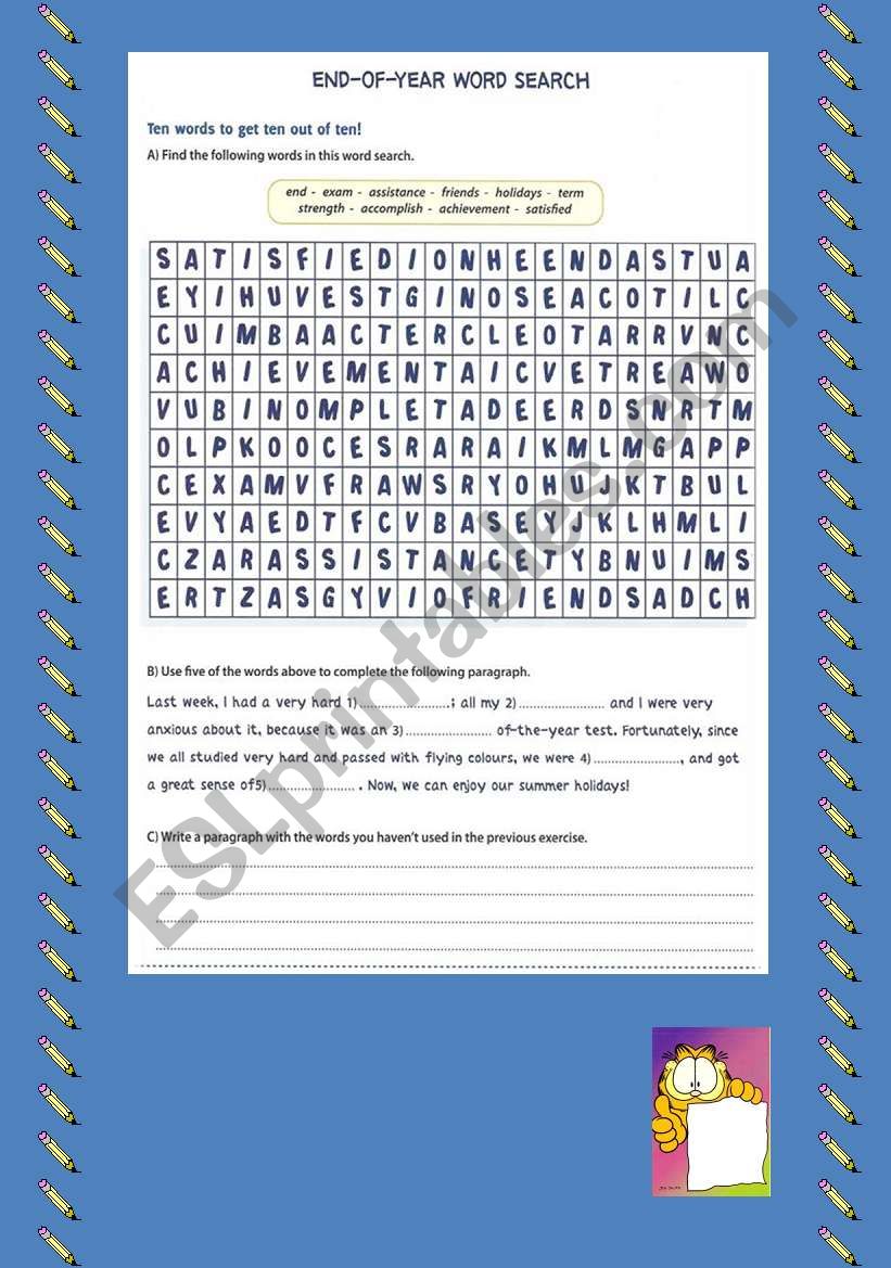 END YEAR WORK SHEET worksheet