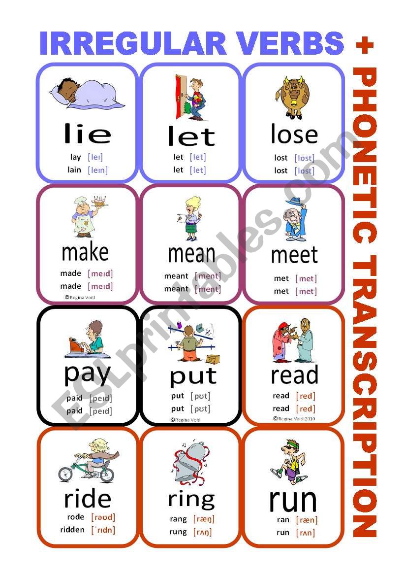 Set5: Irregular verbs cards + phonetic transcription