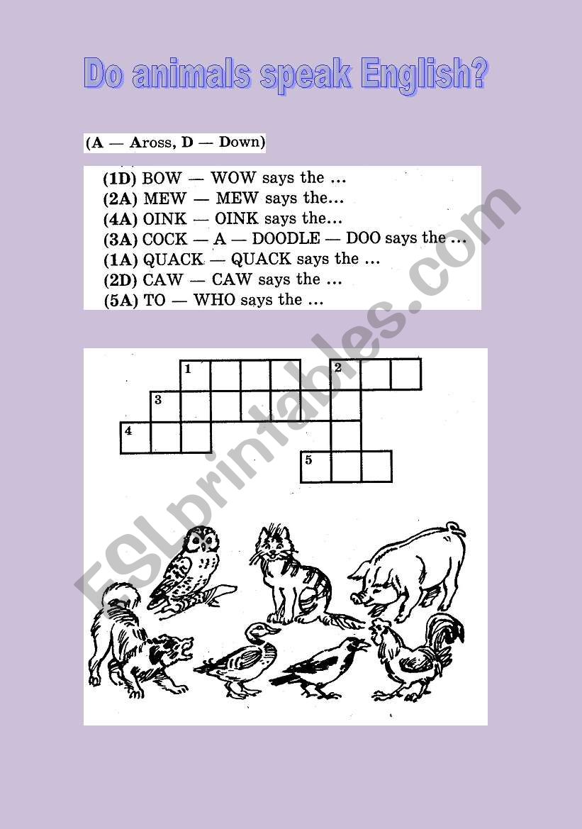 Do animals speak English? worksheet