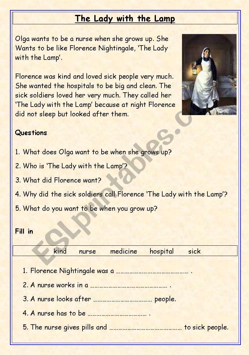 The Lady with the Lamp worksheet