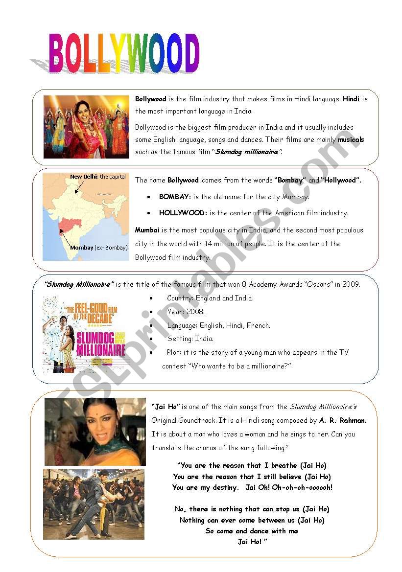 Bollywood  worksheet