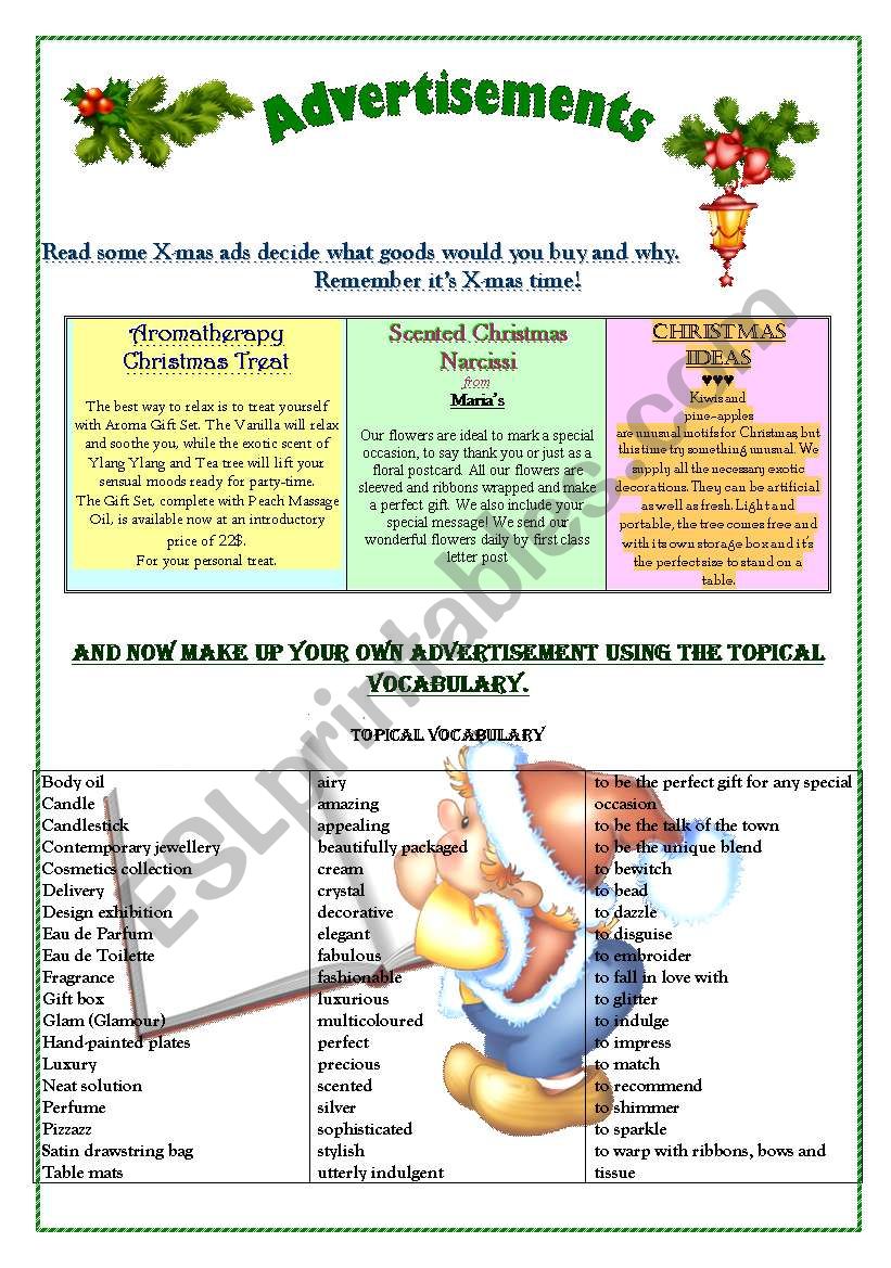 X-mas Advertisements worksheet