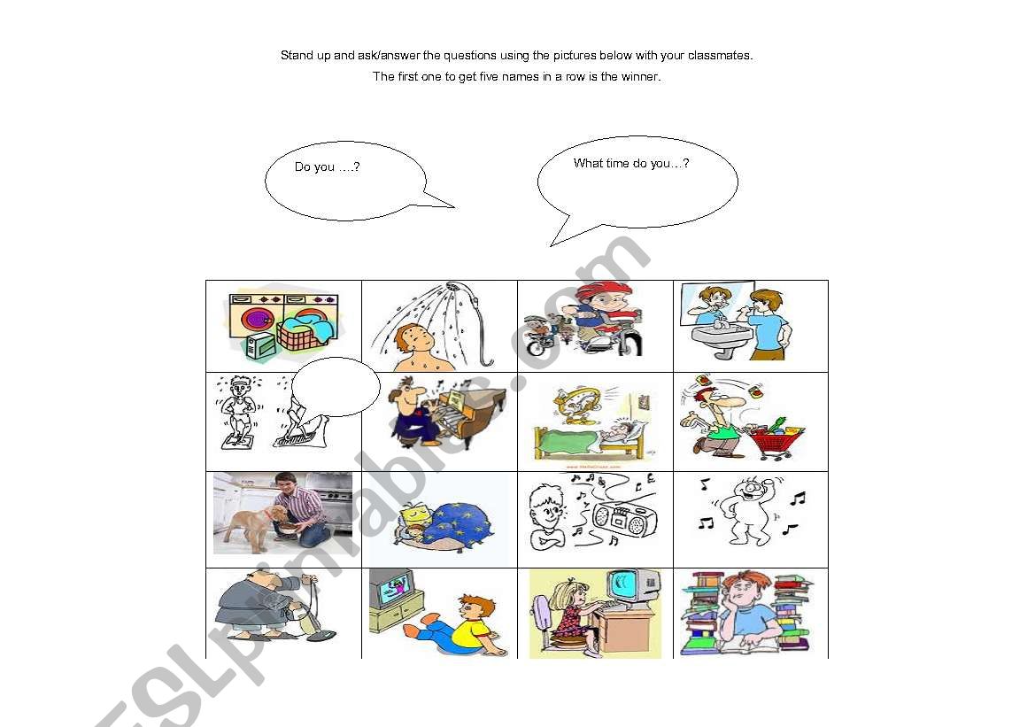 Time Bingo worksheet