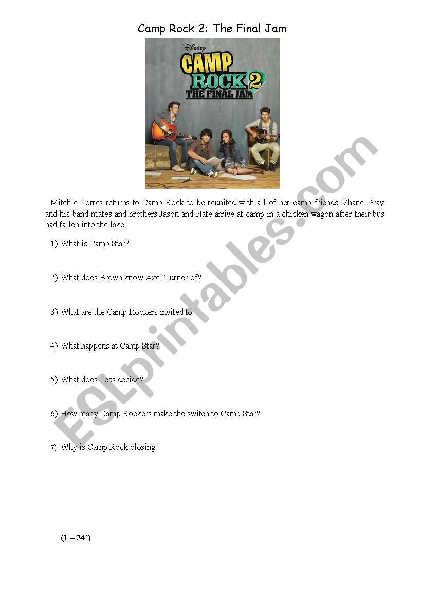 Camp Rock 2 The final Jam worksheet