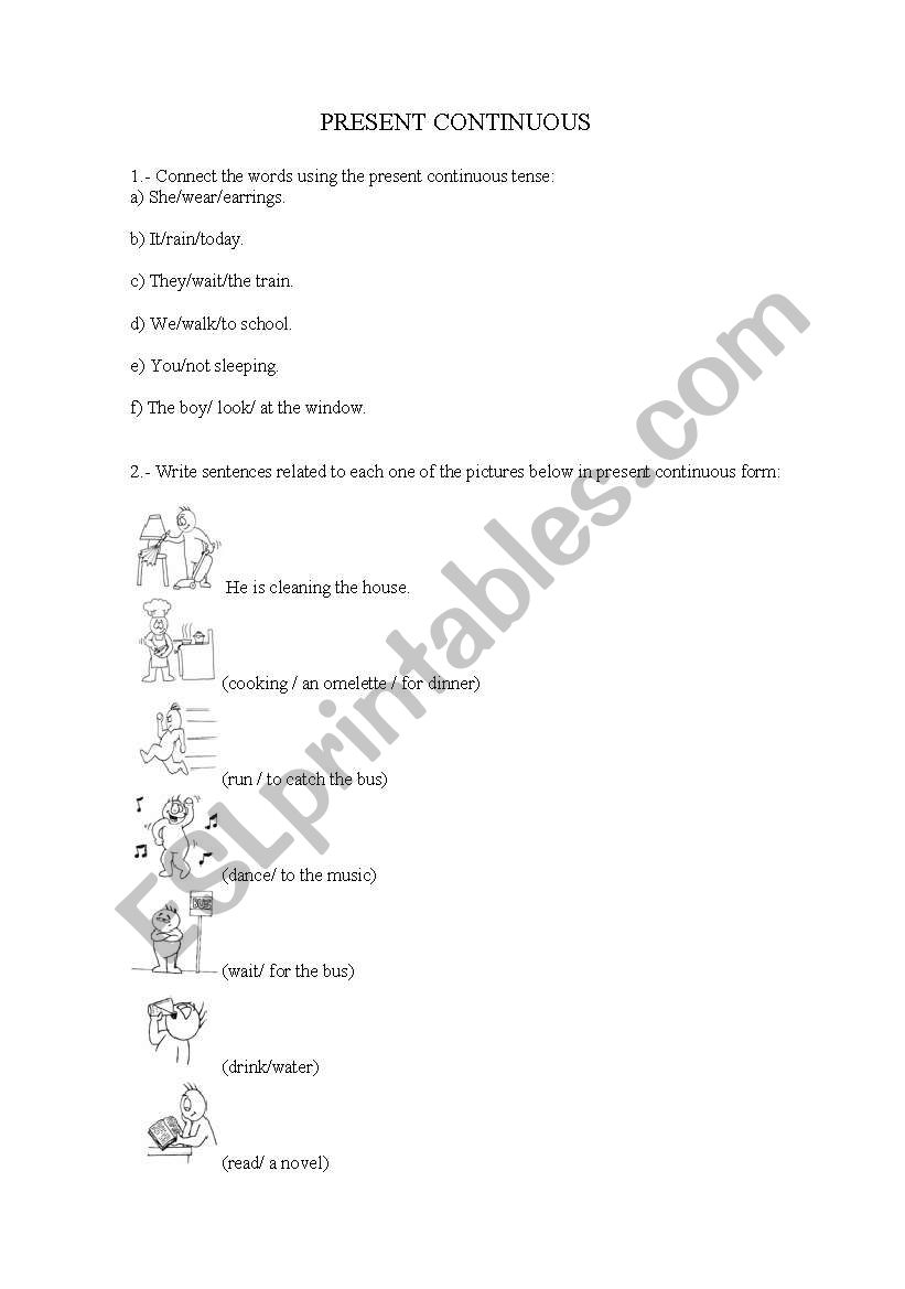 present continuous worksheet