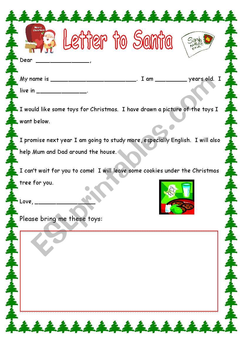 Letter to Santa worksheet
